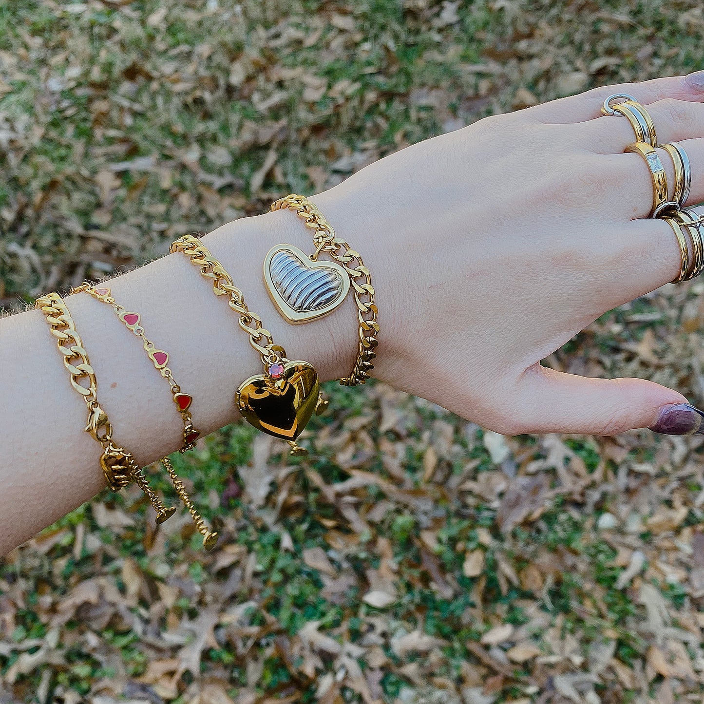 Red Heart Chain Bracelet