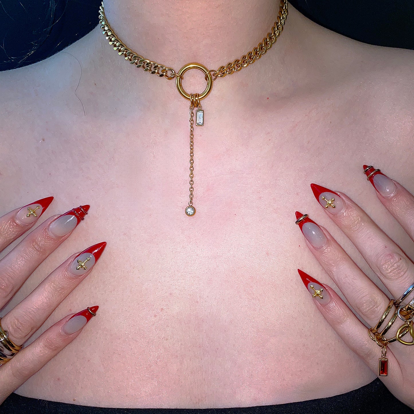 White Gem Drop Choker