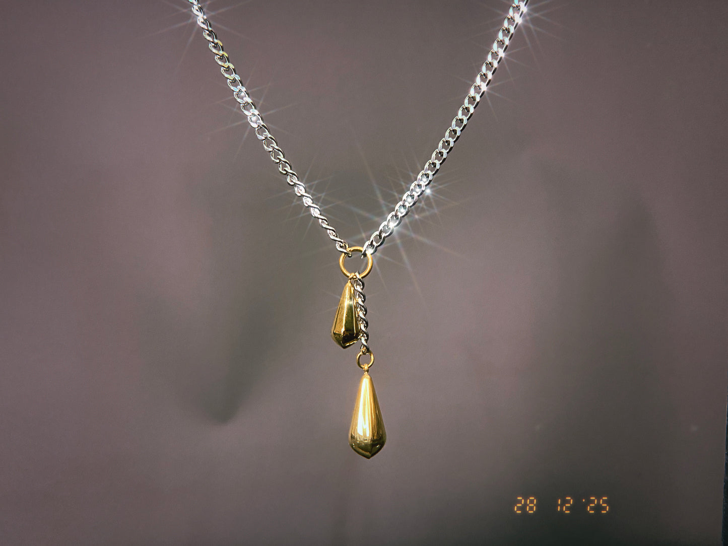 Mixed Metal Drop Necklace