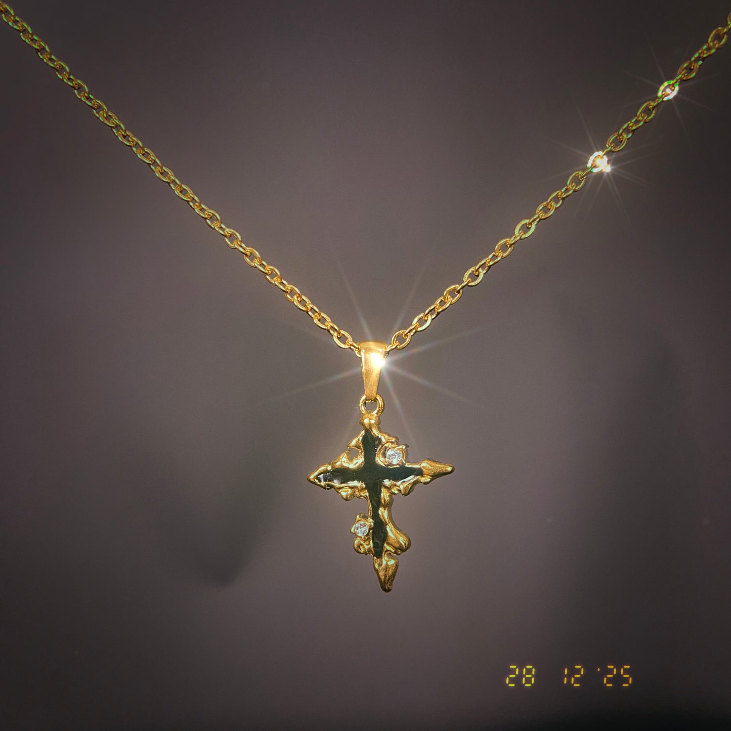 Black and Gold Cross Necklace