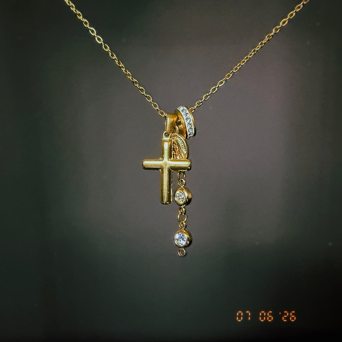 White Cross Cluster Necklace