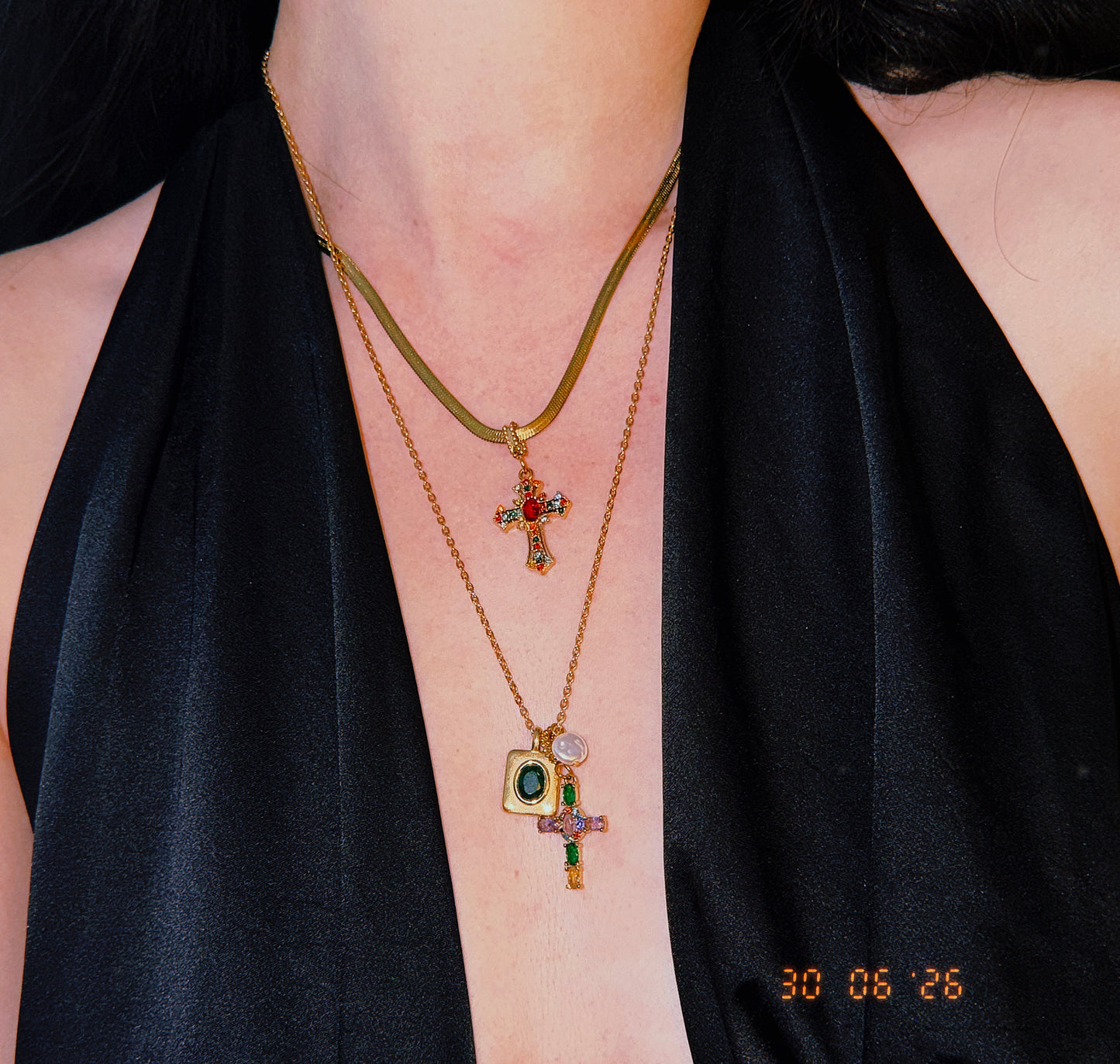 Multicolored Cross Snake Chain