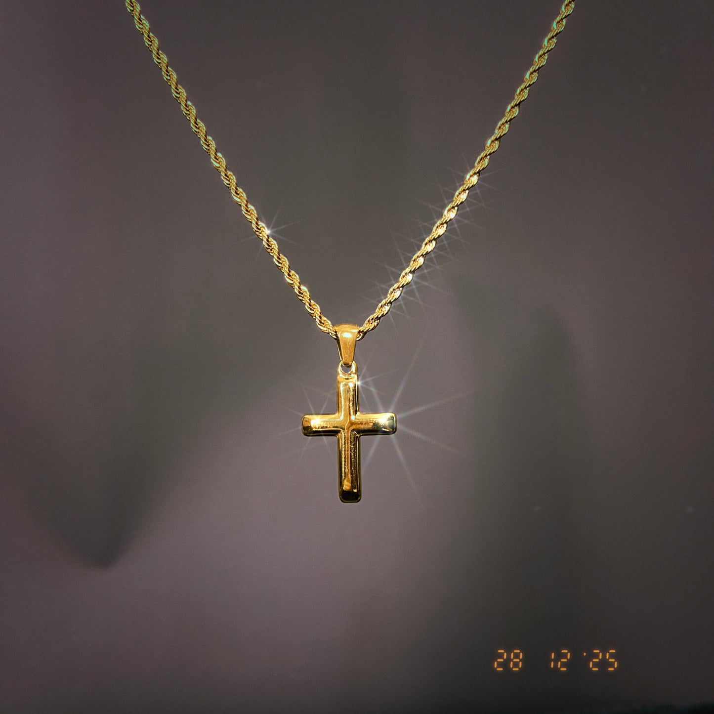 Puffed Cross Necklace