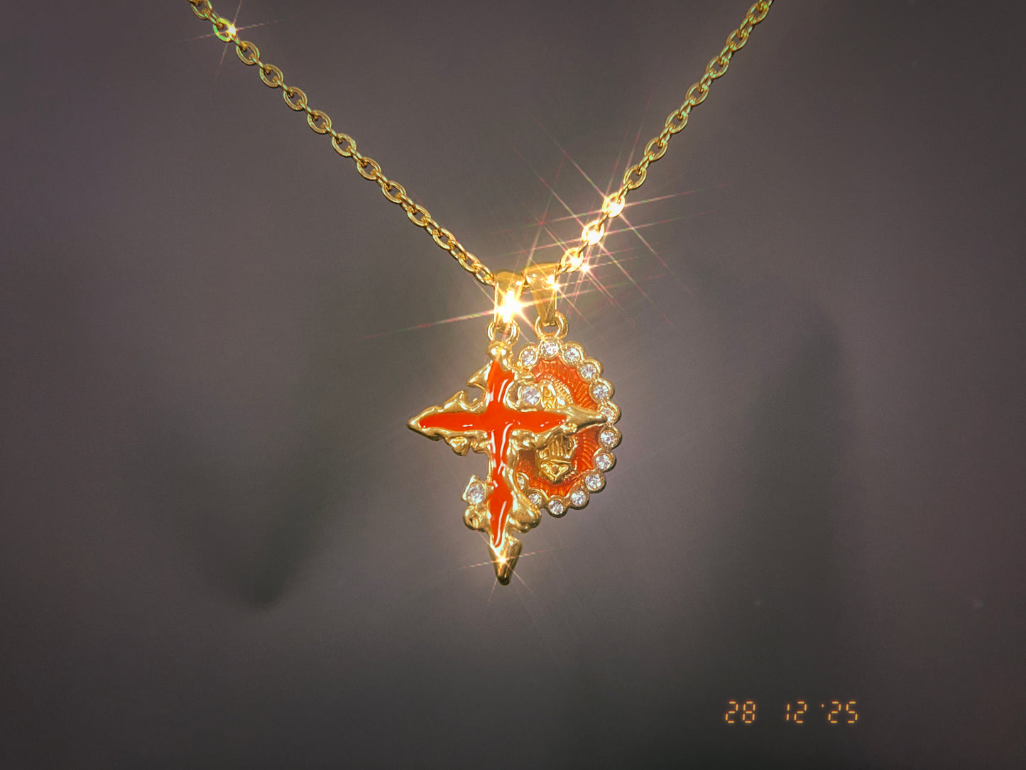 Red Cross/Mary Necklace