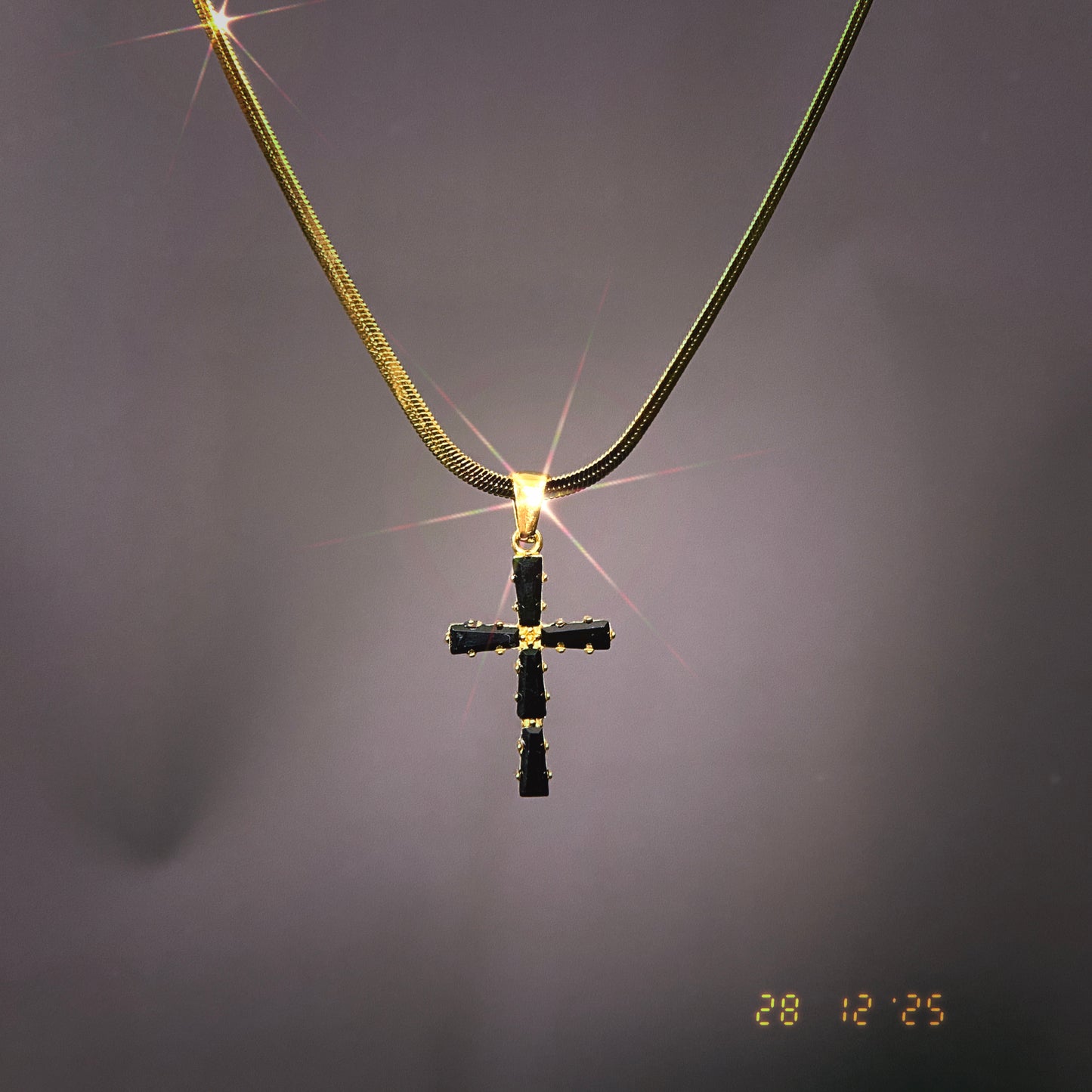 Black Cross Snake Chain Necklace