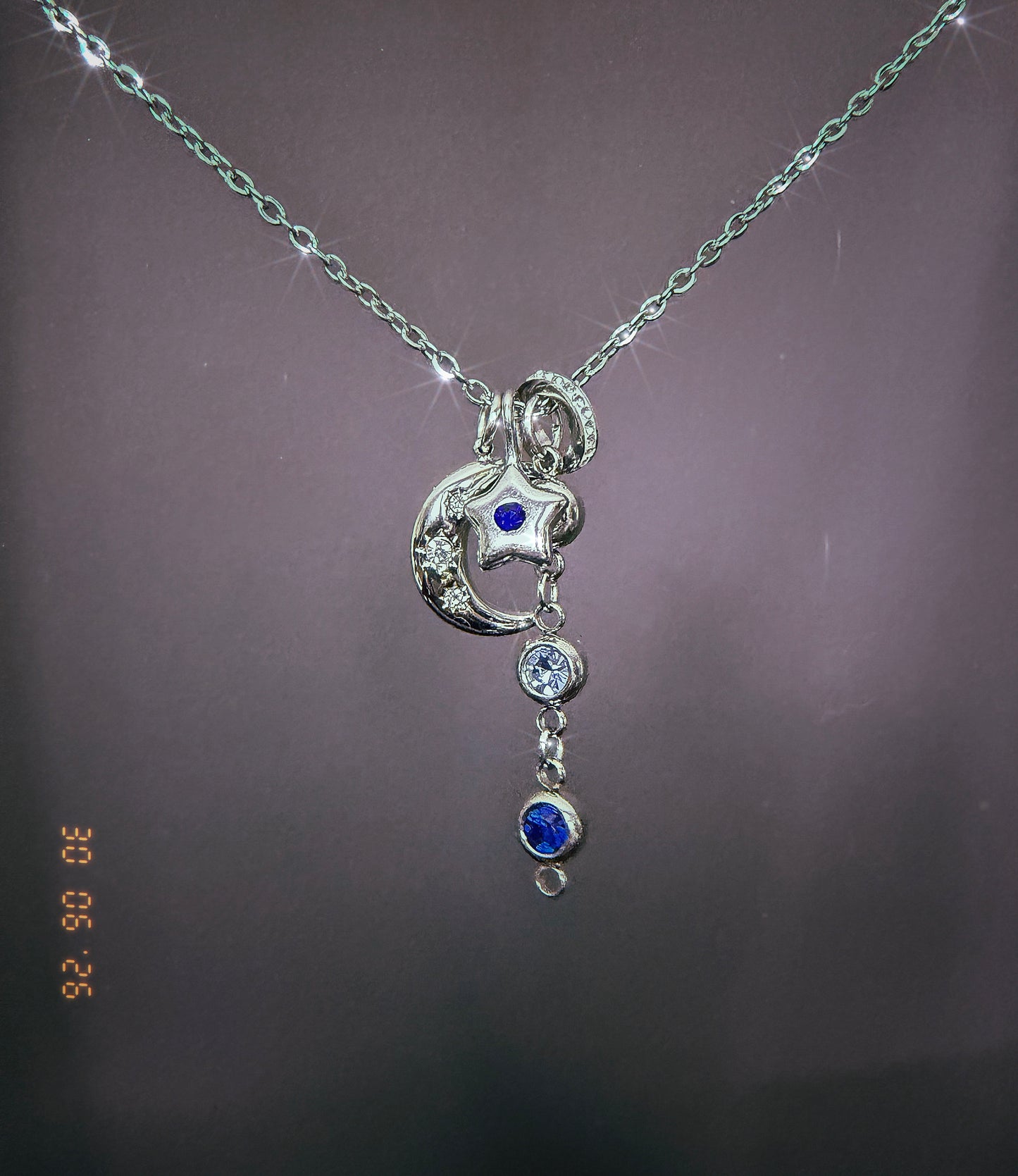 Silver Moon Cluster Necklace