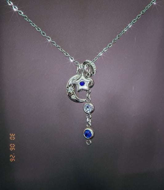 Silver Moon Cluster Necklace