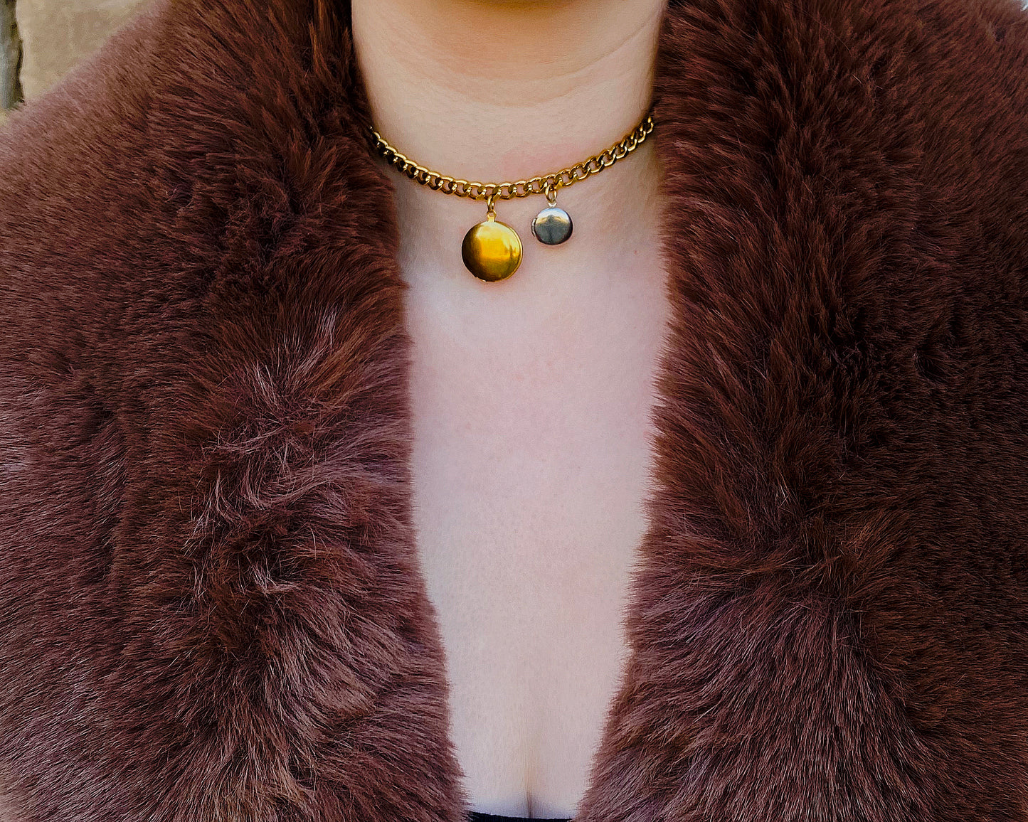 Mixed Metal Lockets Choker