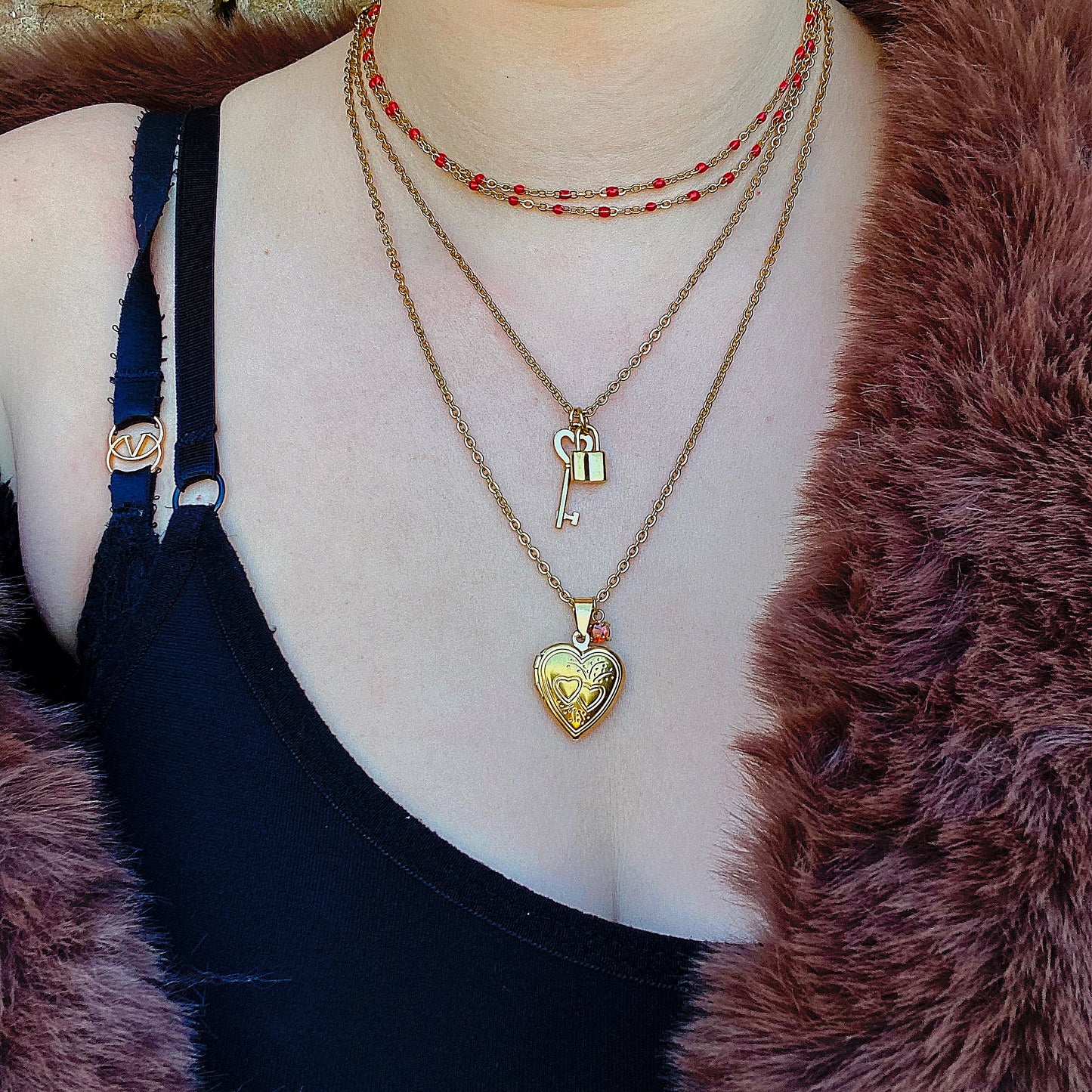 Double Red Chain Choker