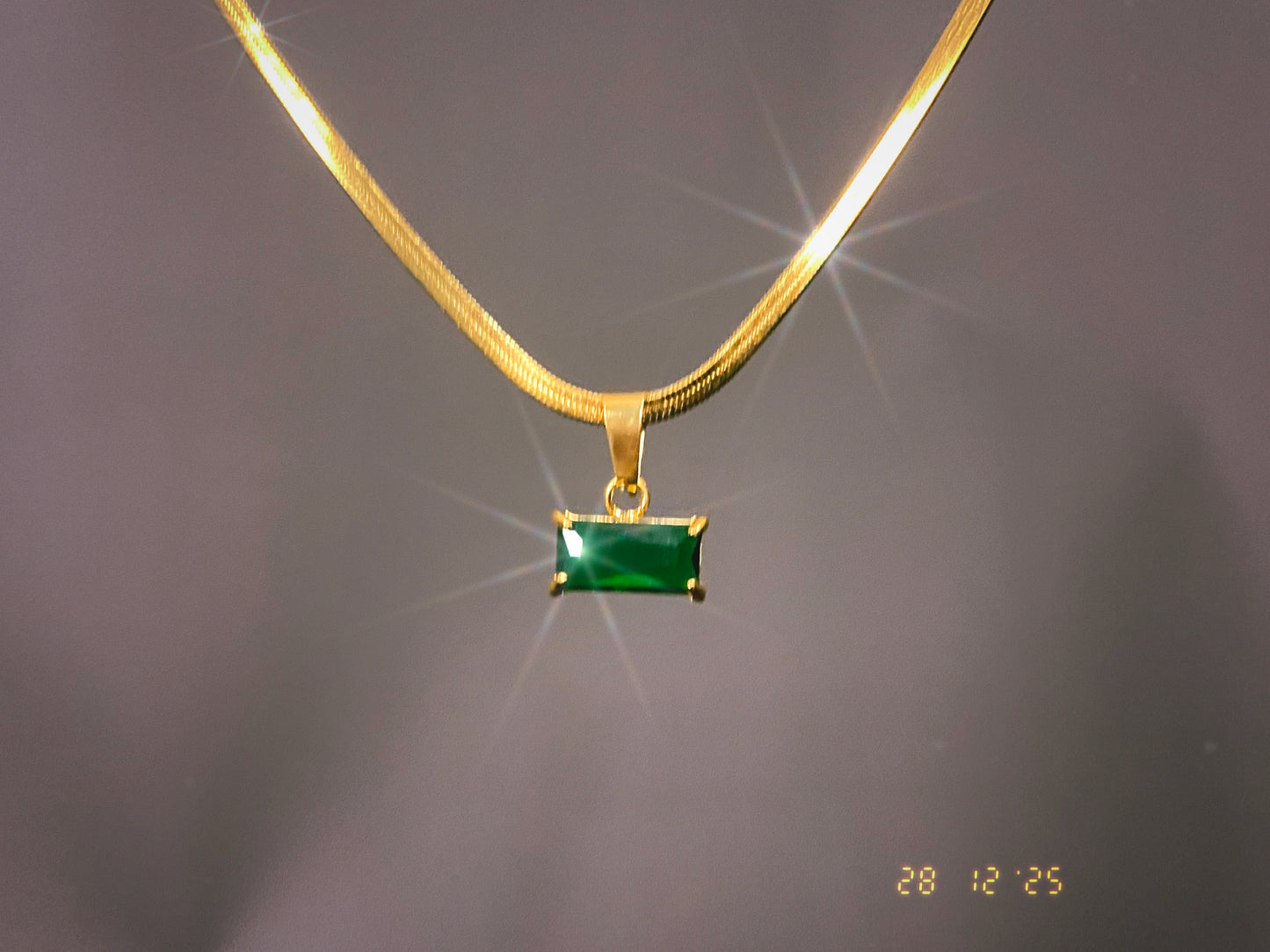 Emerald Snake Chain Necklace