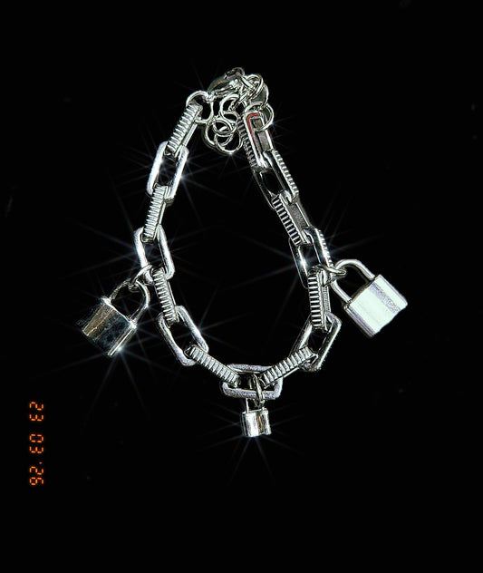 Chunky Silver Lock Bracelet