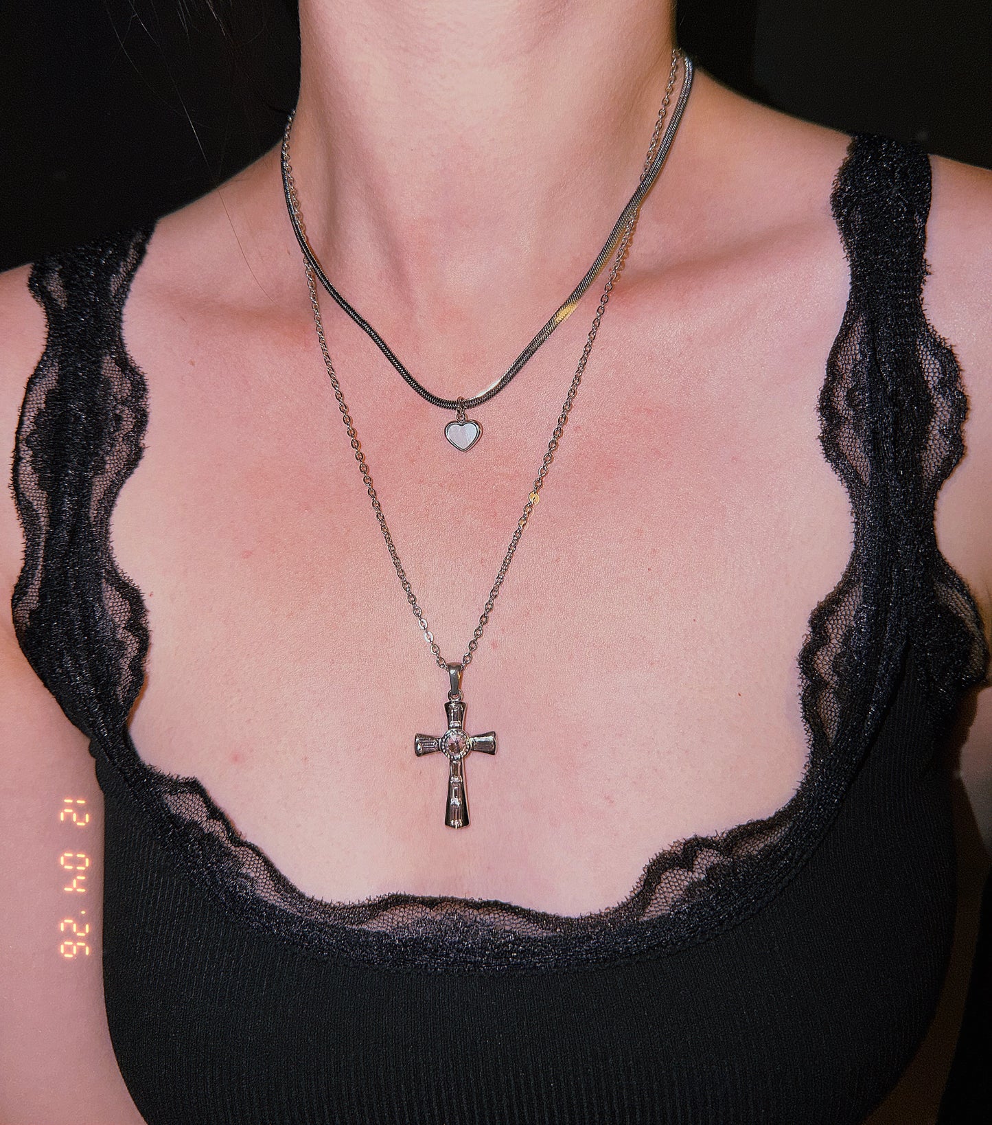 Silver Heart Snake Chain