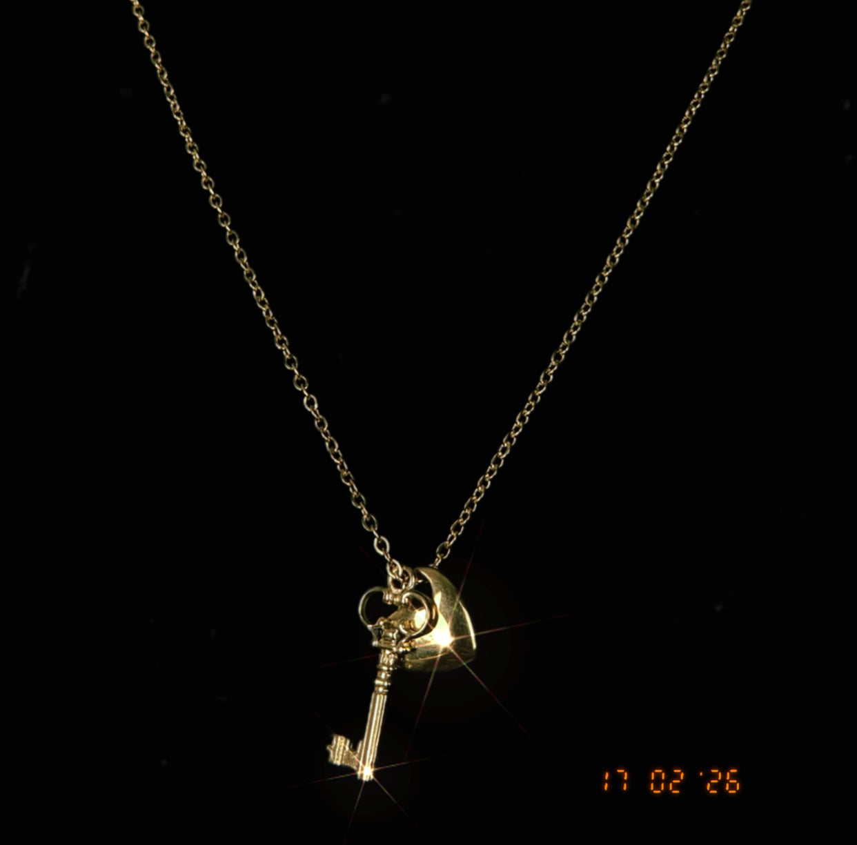 Heart-Key Charm Necklace