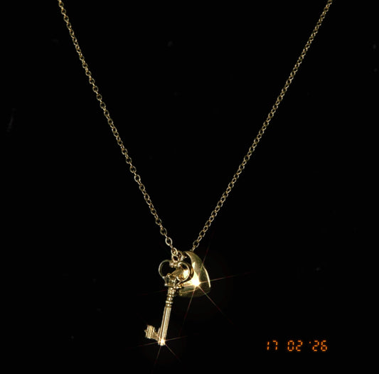 Heart-Key Charm Necklace