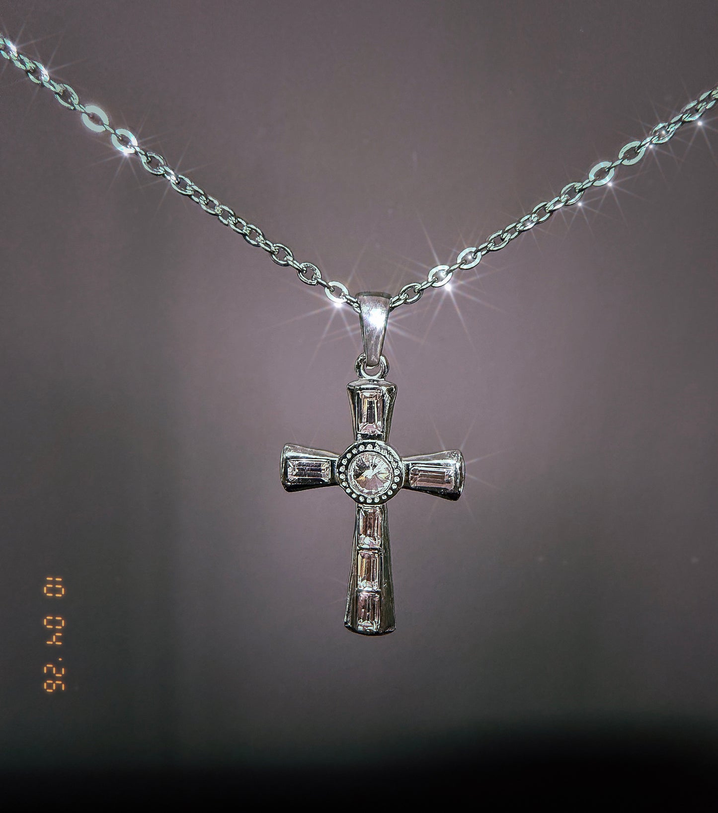 Pink and Silver Cross Necklace