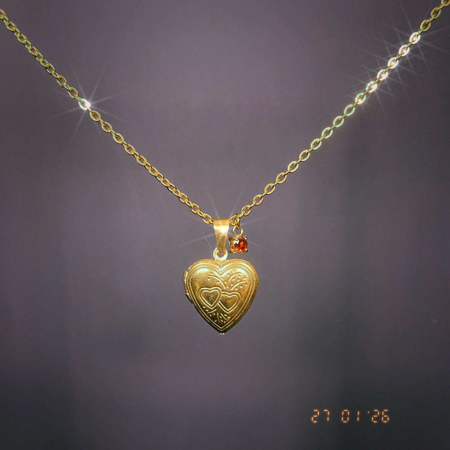 Rhinestone Locket Necklace