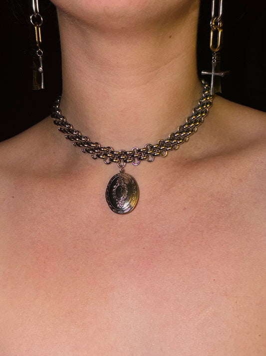 Silver Locket Choker