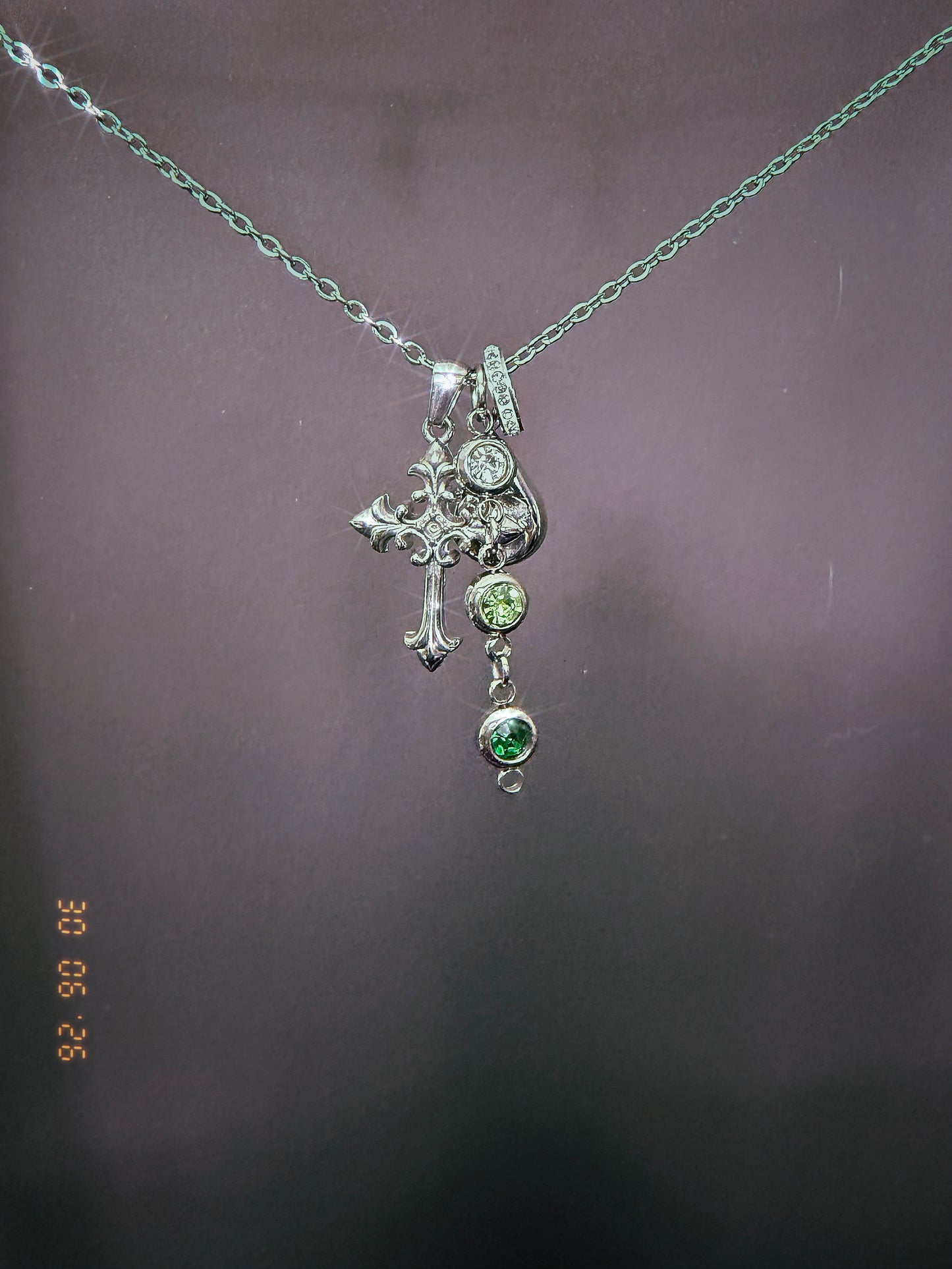 Silver Cross Cluster Necklace
