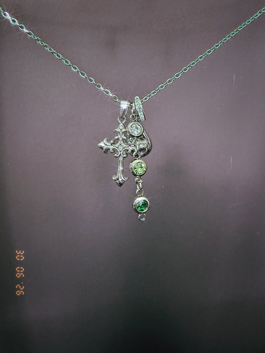 Silver Cross Cluster Necklace