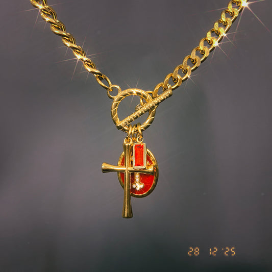 Red T-Bar Necklace