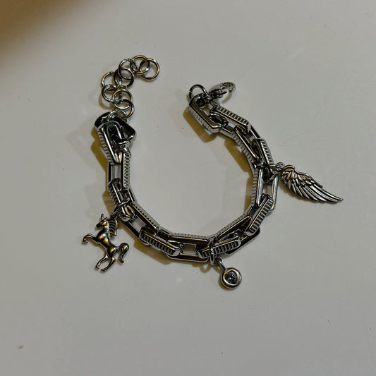 Silver Chunky Charm Bracelet