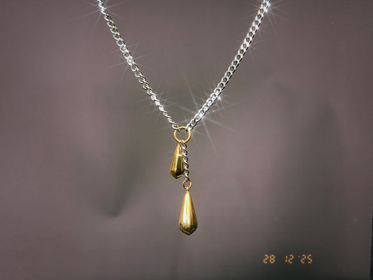 Mixed Metal Drop Necklace