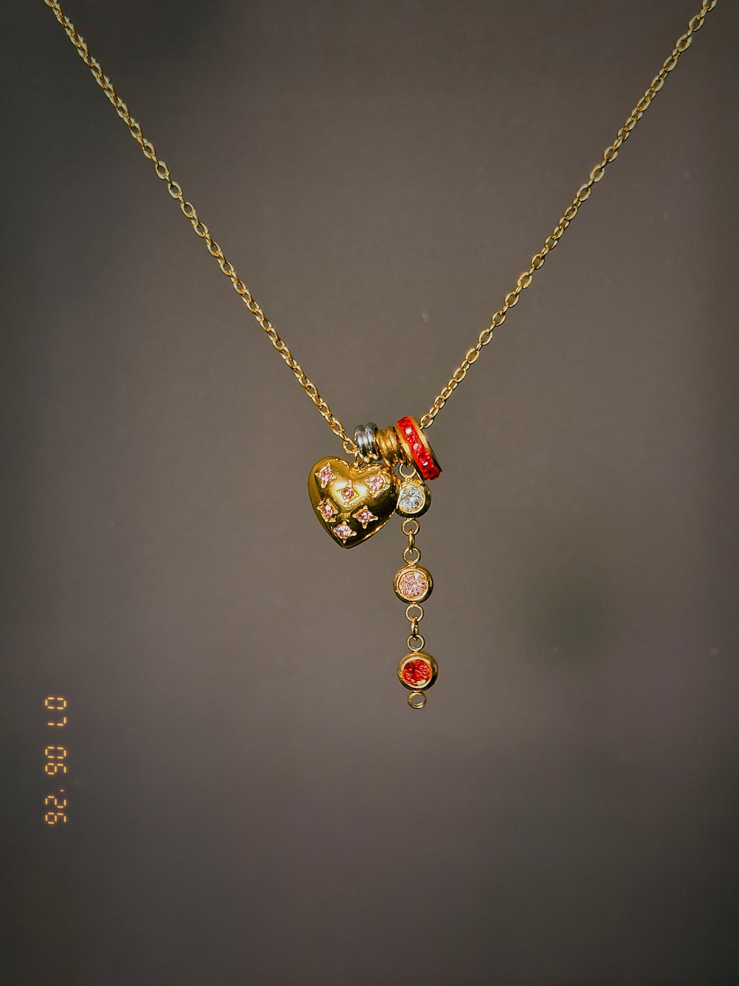 Pink Heart Cluster Necklace