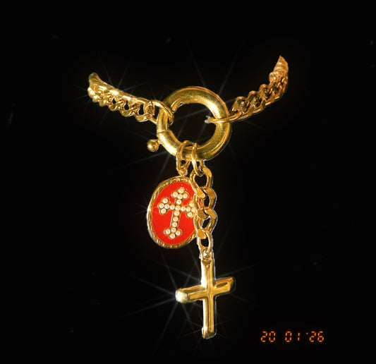 Chunky Cross Charm Bracelet