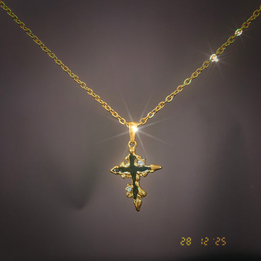 Black and Gold Cross Necklace