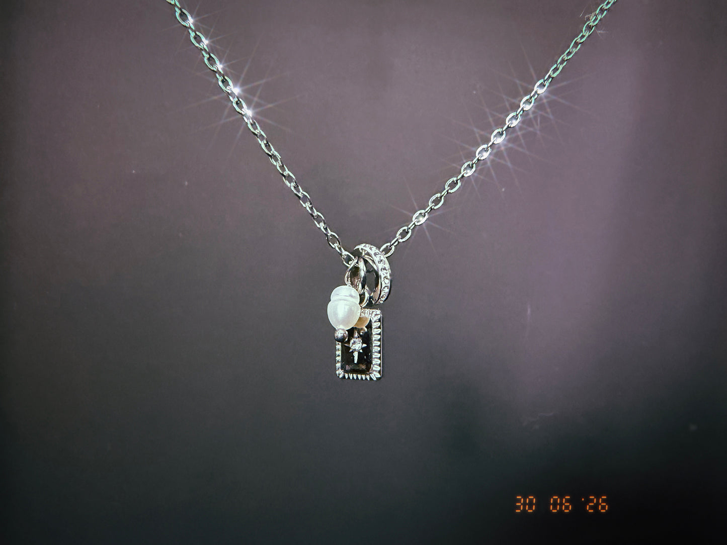 Silver Pearl Cluster Necklace