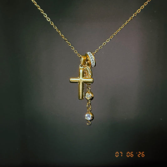 White Cross Cluster Necklace