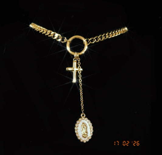 Cross/Mary Charm Choker