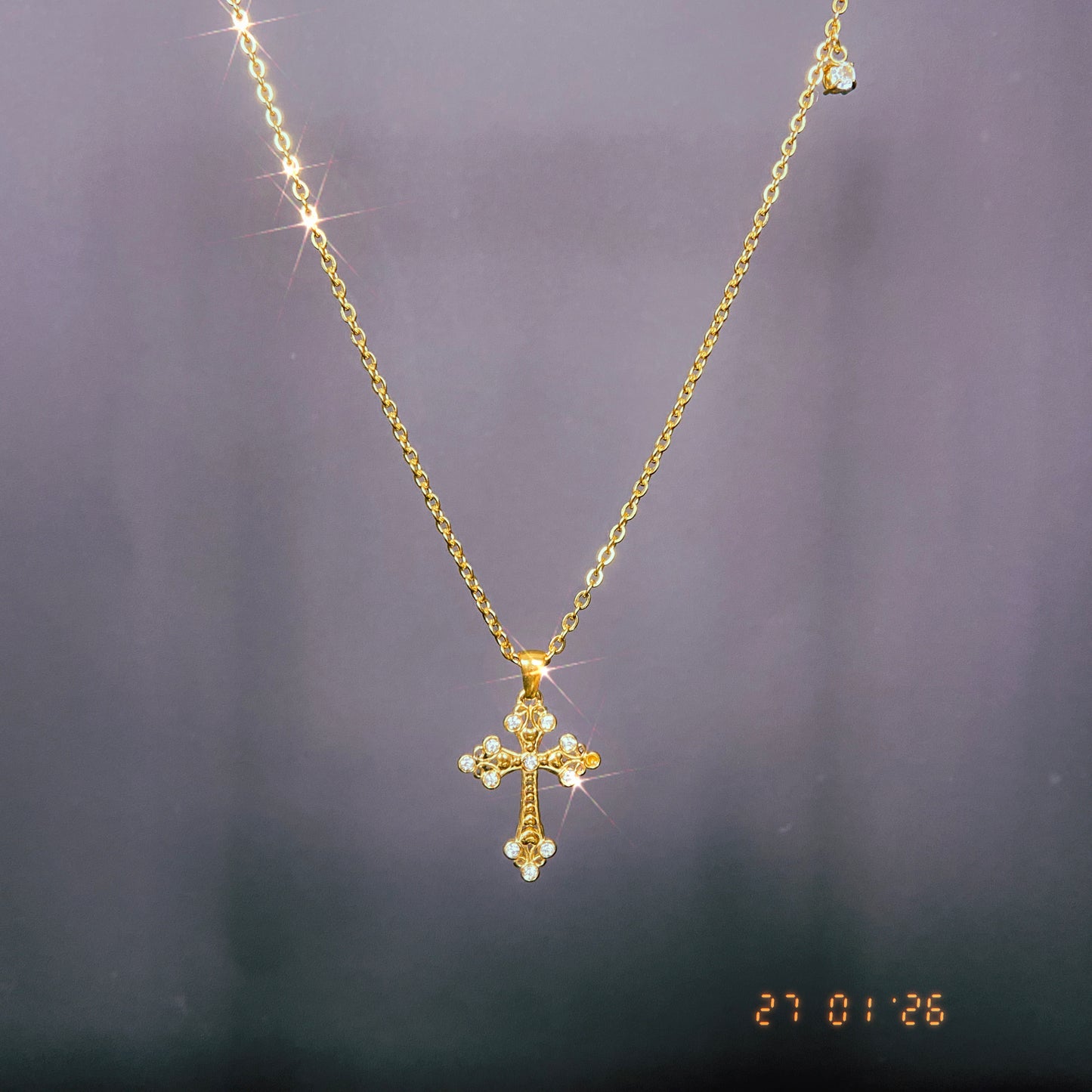 Blingy Cross Necklace w/ Collarbone Charm