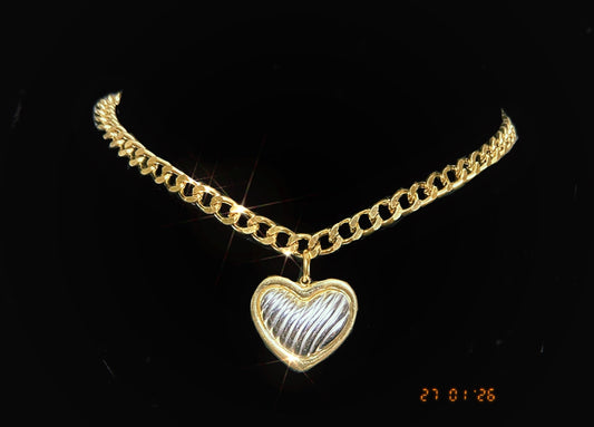 Mixed Metal Heart Choker
