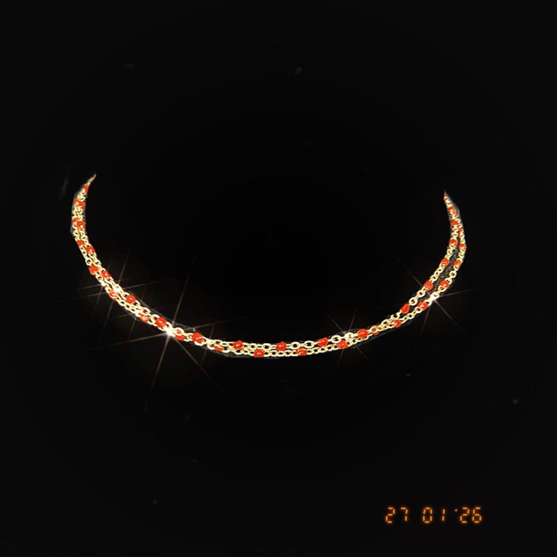 Double Red Chain Choker