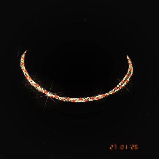 Double Red Chain Choker