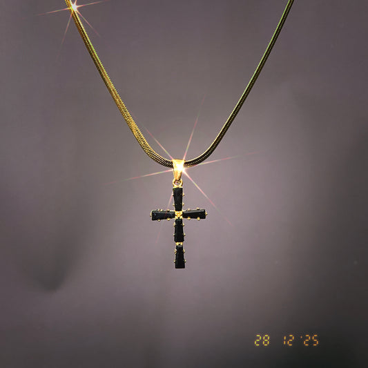 Black Cross Snake Chain Necklace
