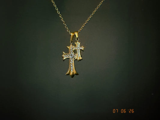White Gem Crosses Necklace
