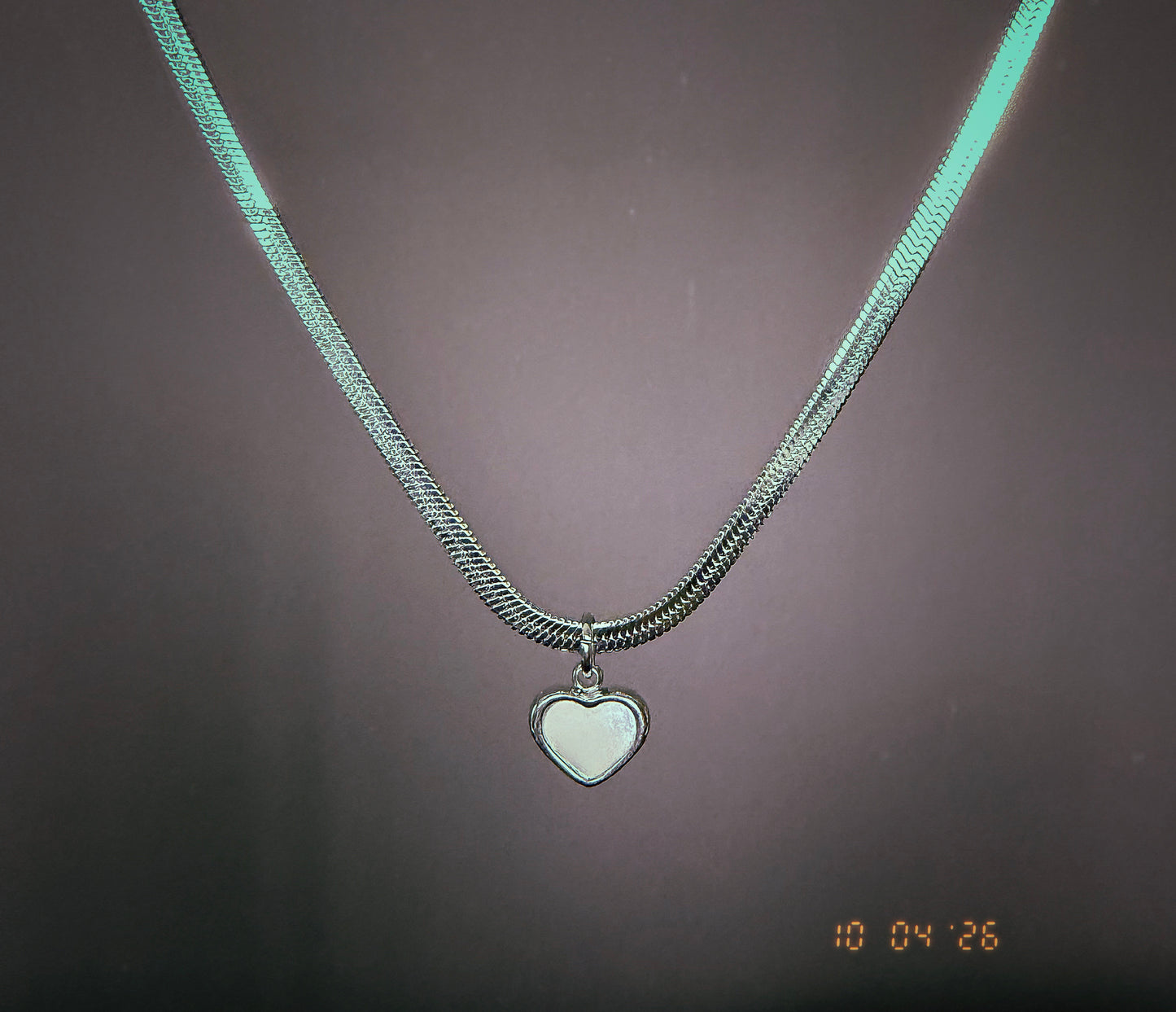 Silver Heart Snake Chain