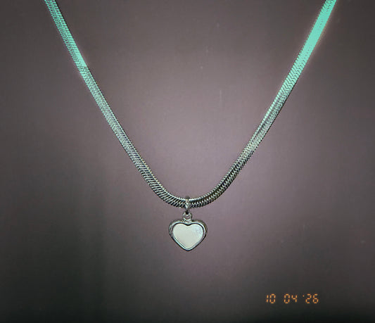 Silver Heart Snake Chain